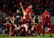 24 March 2018; Gerbrandt Grobler of Munster reacts to a decision during the Guinness PRO14 Round 18 match between Munster and Scarlets at Thomond Park in Limerick.  Photo by Seb Daly/Sportsfile