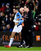 24 March 2018; Dave Kearney of Leinster leaves the pitch following an injury, with Leinster team doctor Dr. Jim McShane during the Guinness PRO14 Round 18 match between Ospreys and Leinster at the Liberty Stadium in Swansea, Wales. Photo by Ramsey Cardy/Sportsfile