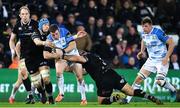 24 March 2018; Sean Cronin of Leinster is tackled by Justin Tipuric, left, and Dmitri Arhip of Ospreys during the Guinness PRO14 Round 18 match between Ospreys and Leinster at the Liberty Stadium in Swansea, Wales. Photo by Ramsey Cardy/Sportsfile