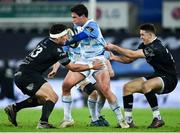 24 March 2018; Joey Carbery of Leinster is tackled by Kieron Fonotia, left, and Owen Watkin of Ospreys during the Guinness PRO14 Round 18 match between Ospreys and Leinster at the Liberty Stadium in Swansea, Wales. Photo by Ramsey Cardy/Sportsfile