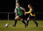 24 March 2018; Niamh Farrelly of Peamount United in action against Sarah O'Donoghue of Kilkenny United during the Continental Tyres Women’s National League match between Peamount United and Kilkenny United at Greenogue in Newcastle, Dublin. Photo by Barry Cregg/Sportsfile