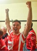 24 March 2018; Cuala captain Paul Schutte celebrates in the dressing room after the AIB GAA Hurling All-Ireland Senior Club Championship Final replay match between Cuala and Na Piarsaigh at O'Moore Park in Portlaoise, Laois. Photo by Piaras Ó Mídheach/Sportsfile