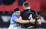 24 March 2018; Bradley Davies of Ospreys is tackled by Fergus McFadden of Leinster during the Guinness PRO14 Round 18 match between Ospreys and Leinster at the Liberty Stadium in Swansea, Wales. Photo by Ramsey Cardy/Sportsfile