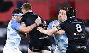 24 March 2018; Bradley Davies of Ospreys is tackled by Fergus McFadden of Leinster during the Guinness PRO14 Round 18 match between Ospreys and Leinster at the Liberty Stadium in Swansea, Wales. Photo by Ramsey Cardy/Sportsfile