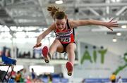 25 March 2018; Ashleigh McArdle of Lifford Strabane AC, Co Donegal, competing in the Girls U13 60mH event during Day 3 of the Irish Life Health National Juvenile Indoor Championships at Athlone IT, in Athlone, Westmeath. Photo by Sam Barnes/Sportsfile