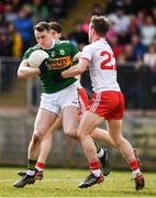 25 March 2018; Mark Griffin of Kerry in action against Kieran McGeary of Tyrone during the Allianz Football League Division 1 Round 7 match between Tyrone and Kerry at Healy Park in Omagh, Tyrone. Photo by Brendan Moran/Sportsfile