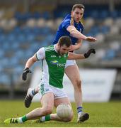 25 March 2018; Ryan Jones of Fermanagh in action against Darren Gallagher of Longford during the Allianz Football League Division 3 Round 7 match between Longford and Fermanagh at Glennon Brothers Pearse Park in Longford. Photo by Eóin Noonan/Sportsfile
