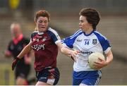 25 March 2018; Cora Courtney of Monaghan in action against Nicole Feery of Westmeath during the Lidl Ladies Football National League Division 1 Round 6 match between Monaghan and Westmeath at St Tiernach's Park in Clones, Monaghan. Photo by Philip Fitzpatrick/Sportsfile