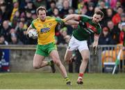 25 March 2018; Michael Murphy of Donegal in action against David Drake of Mayo during the Allianz Football League Division 1 Round 7 match between Donegal and Mayo at MacCumhaill Park in Ballybofey, Donegal. Photo by Oliver McVeigh/Sportsfile