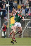 25 March 2018; Seamus O'Shea of Mayo in action against Michael Murphy of Donegal during the Allianz Football League Division 1 Round 7 match between Donegal and Mayo at MacCumhaill Park in Ballybofey, Donegal. Photo by Oliver McVeigh/Sportsfile