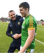 25 March 2018; Meath manager Andy McEntee and Paddy Kennelly following the Allianz Football League Division 2 Round 7 match between Meath and Down at Páirc Tailteann in Navan, Co Meath. Photo by Ramsey Cardy/Sportsfile