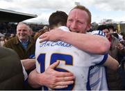 25 March 2018; Cian Mackey, behind, and Conor Bradley of Cavan celebrate after the Allianz Football League Division 2 Round 7 match between Cavan and Tipperary at Kingspan Breffni in Cavan. Photo by Piaras Ó Mídheach/Sportsfile