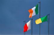 25 March 2018; The Irish tricolour and Tyrone and Kerry flags fly in the wind during the Allianz Football League Division 1 Round 7 match between Tyrone and Kerry at Healy Park in Omagh, Tyrone. Photo by Brendan Moran/Sportsfile