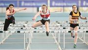 25 March 2018; Ava McKeon of Galway City Harriers A.C., Co Galway, competing in the Girls U14 60mH event during Day 3 of the Irish Life Health National Juvenile Indoor Championships at Athlone IT, in Athlone, Westmeath. Photo by Sam Barnes/Sportsfile