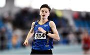 25 March 2018; Cian McPhillips of Longford A.C., Co Longford, on his way to winning the Boys U17 800m event during Day 3 of the Irish Life Health National Juvenile Indoor Championships at Athlone IT, in Athlone, Westmeath. Photo by Sam Barnes/Sportsfile