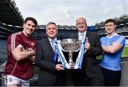 26 March 2018; The 2018 Allianz Football League Division 1 Final takes place at Croke Park this Sunday April 1st. In attendance at a photocall ahead of the Allianz Football League Division 1 Final are, from left, Shane Walsh of Galway, Sean McGrath, CEO, Allianz Ireland, Uachtarán Chumann Lúthchleas Gael John Horan, and John Small of Dublin, at Croke Park, Dublin. Photo by Seb Daly/Sportsfile
