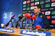 26 March 2018; Jonathan Sexton during a Leinster Rugby press conference at Leinster Rugby Headquarters in Dublin. Photo by Ramsey Cardy/Sportsfile