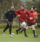 26 March 2018; Simon Zebo and CJ Stander during Munster Rugby squad training at the University of Limerick in Limerick. Photo by Diarmuid Greene/Sportsfile