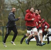 26 March 2018; Simon Zebo and CJ Stander during Munster Rugby squad training at the University of Limerick in Limerick. Photo by Diarmuid Greene/Sportsfile