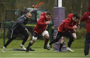 26 March 2018; Simon Zebo, CJ Stander, Conor Murray, and Mike Sherry during Munster Rugby squad training at the University of Limerick in Limerick. Photo by Diarmuid Greene/Sportsfile
