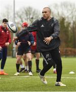 26 March 2018; Simon Zebo during Munster Rugby squad training at the University of Limerick in Limerick. Photo by Diarmuid Greene/Sportsfile