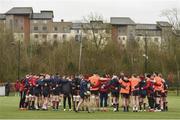 26 March 2018; Head coach Johann van Graan alongside a team huddle during Munster Rugby squad training at the University of Limerick in Limerick. Photo by Diarmuid Greene/Sportsfile