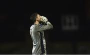26 March 2018; Cabinteely goalkeeper Stephen McGuinness reacts after conceding his side's fourth goal during the EA SPORTS Cup First Round match between Bohemians and Cabinteely at Dalymount Park in Dublin.  Photo by David Fitzgerald/Sportsfile