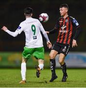 26 March 2018; Philip Gannon of Bohemians in action against Keith Dalton of Cabinteely during the EA SPORTS Cup First Round match between Bohemians and Cabinteely at Dalymount Park in Dublin. Photo by David Fitzgerald/Sportsfile