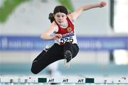 25 March 2018; Ava Rochford of Ennis Track A.C., Co Clare, competing in the Girls U14 60mH event during Day 3 of the Irish Life Health National Juvenile Indoor Championships at Athlone IT, in Athlone, Westmeath. Photo by Sam Barnes/Sportsfile