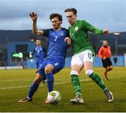 27 March 2018; Ronan Curtis of Republic of Ireland in action against Sertan Tashgin of Azerbaijan during the UEFA U21 Championship Qualifier match between the Republic of Ireland and Azerbaijan at Tallaght Stadium in Dublin. Photo by Stephen McCarthy/Sportsfile