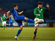 27 March 2018; Ryan Manning of Republic of Ireland in action against Hajiaga Hajiyev of Azerbaijan during the UEFA U21 Championship Qualifier match between the Republic of Ireland and Azerbaijan at Tallaght Stadium in Dublin. Photo by Stephen McCarthy/Sportsfile