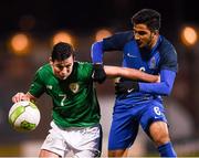 27 March 2018; Josh Cullen of Republic of Ireland in action against Gismat Aliyev of Azerbaijan during the UEFA U21 Championship Qualifier match between the Republic of Ireland and Azerbaijan at Tallaght Stadium in Dublin. Photo by Stephen McCarthy/Sportsfile