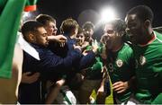 27 March 2018; Republic of Ireland players celebrate after Shaun Donnellan score their winning goal during the UEFA U21 Championship Qualifier match between the Republic of Ireland and Azerbaijan at Tallaght Stadium in Dublin. Photo by Stephen McCarthy/Sportsfile