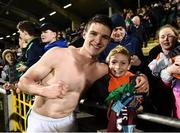 27 March 2018; Declan Rice of Republic of Ireland poses for a picture with young Republic of Ireland and West Ham United supporter Marcus Keane, age 10, from Greystones, Wicklow, who received the players jersey following the UEFA U21 Championship Qualifier match between the Republic of Ireland and Azerbaijan at Tallaght Stadium in Dublin. Photo by Stephen McCarthy/Sportsfile
