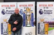 27 March 2018; Paul Carraher from Dun Laoghaire, Dublin, with the Premier League trophy during the Carling Ireland Premier League Retail Trophy Tour in Tesco Bloomfield Shopping Centre, Dun Laoghaire, Co Dublin. Photo by Eóin Noonan/Sportsfile