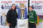 27 March 2018; Kian O'Malley, left, and Lizzie O'Malle with the Premier League trophy during the Carling Ireland Premier League Retail Trophy Tour in Tesco Bloomfield Shopping Centre, Dun Laoghaire, Co Dublin. Photo by Eóin Noonan/Sportsfile