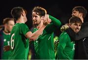 27 March 2018; Republic of Ireland players, from left, Declan Rice, Corey Whelan, Ryan Manning and Kieran O'Hara celebrate following the UEFA U21 Championship Qualifier match between the Republic of Ireland and Azerbaijan at Tallaght Stadium in Dublin. Photo by Stephen McCarthy/Sportsfile