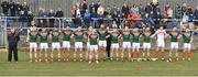 25 March 2018; The Mayo team during the anthem with Mayo manager Stephen Rochford, left, before the Allianz Football League Division 1 Round 7 match between Donegal and Mayo at MacCumhaill Park in Ballybofey, Donegal. Photo by Oliver McVeigh/Sportsfile