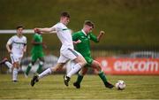 29 March 2018; Jake Walker of Republic of Ireland is tackled by Ruari O’Hare of Northern Ireland during the Centenary Shield match between the Republic of Ireland Schools and Northern Ireland Schools at Monaghan United FC in Gortakeegan, Monaghan. Photo by Stephen McCarthy/Sportsfile