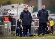 29 March 2018; Republic of Ireland head coach William O’Connor, right, and performance analyst Ollie Horgan, left, during the Centenary Shield match between the Republic of Ireland Schools and Northern Ireland Schools at Monaghan United FC in Gortakeegan, Monaghan. Photo by Stephen McCarthy/Sportsfile