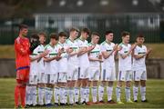 29 March 2018; Northern Ireland players prior to the Centenary Shield match between the Republic of Ireland Schools and Northern Ireland Schools at Monaghan United FC in Gortakeegan, Monaghan. Photo by Stephen McCarthy/Sportsfile