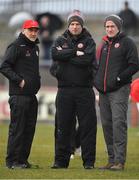 25 March 2018; Tyrone manager Mickey Harte, left, with assistant manager Gavin Devlin and selector Stephen O'Neill, right, prior to the Allianz Football League Division 1 Round 7 match between Tyrone and Kerry at Healy Park in Omagh, Tyrone. Photo by Brendan Moran/Sportsfile