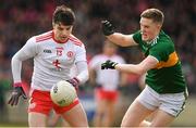 25 March 2018; Lee Brennan of Tyrone in action against Jason Foley of Kerry during the Allianz Football League Division 1 Round 7 match between Tyrone and Kerry at Healy Park in Omagh, Tyrone. Photo by Brendan Moran/Sportsfile