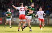 25 March 2018; Éanna Ó Conchúir of Kerry is tackled by Michael McKernan of Tyrone during the Allianz Football League Division 1 Round 7 match between Tyrone and Kerry at Healy Park in Omagh, Tyrone. Photo by Brendan Moran/Sportsfile