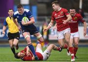 30 March 2018; Óisín Dowling of Leinster A is tackled by Dave Johnston of Munster A during the British & Irish Cup Quarter-Final match between Leinster A and Munster A at Energia Park in Donnybrook, Dublin. Photo by Ramsey Cardy/Sportsfile