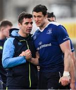 30 March 2018; Leinster A Head coach Noel McNamara congratulates Ian Nagle of Leinster A following the British & Irish Cup Quarter-Final match between Leinster A and Munster A at Energia Park in Donnybrook, Dublin. Photo by Ramsey Cardy/Sportsfile