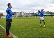 30 March 2018; Bray Wanderers captain Gary McCabe, right, and Aaron Greene warm up prior to the SSE Airtricity League Premier Division match between Bray Wanderers and Cork City at the Carlisle Grounds in Wicklow. Photo by Seb Daly/Sportsfile