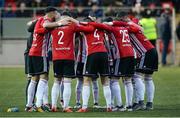 30 March 2018; Derry City players team huddle prior to the SSE Airtricity League Premier Division match between Derry City and St Patrick's Athletic at the Brandywell Stadium in Derry. Photo by Oliver McVeigh/Sportsfile