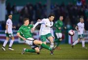 30 March 2018; John Sullivan of Bray Wanderers in action against Barry McNamee of Cork City during the SSE Airtricity League Premier Division match between Bray Wanderers and Cork City at the Carlisle Grounds in Wicklow. Photo by Seb Daly/Sportsfile