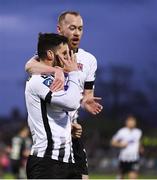 30 March 2018; Patrick Hoban celebrates with his Dundalk team-mate Chris Shields, right, after scoring his side's first goal, a penalty, during the SSE Airtricity League Premier Division match between Dundalk and Bohemians at Oriel Park in Louth. Photo by Stephen McCarthy/Sportsfile
